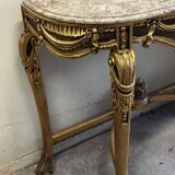 Hollywood Regency Console - Gilded Wood and Marble