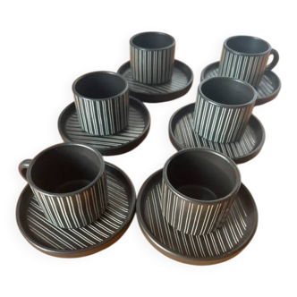 Vintage black and white striped coffee cups Salins