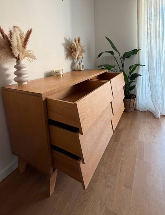 Grande Commode Double Vintage / Style Scandinave (6 tiroirs)