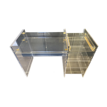 Bureau plexiglass altuglas plexi plateau verre David Lange vintage an 70