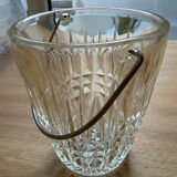 Glass ice bucket, stainless steel handle