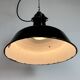 Industrial Black Enamel Factory Lamp with Cast Iron Top, 1950s