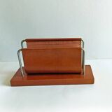 Old Mail holder / Office letter holder All leather Vintage 1960s