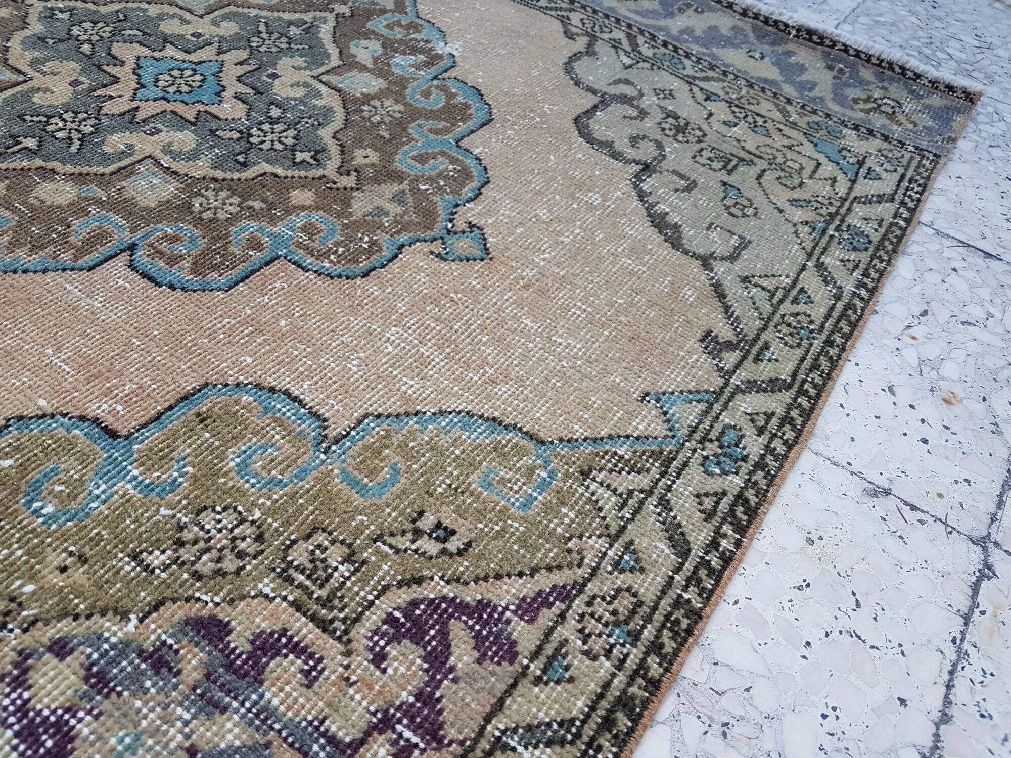 Vintage Turkish hallway rug 113x388 cm