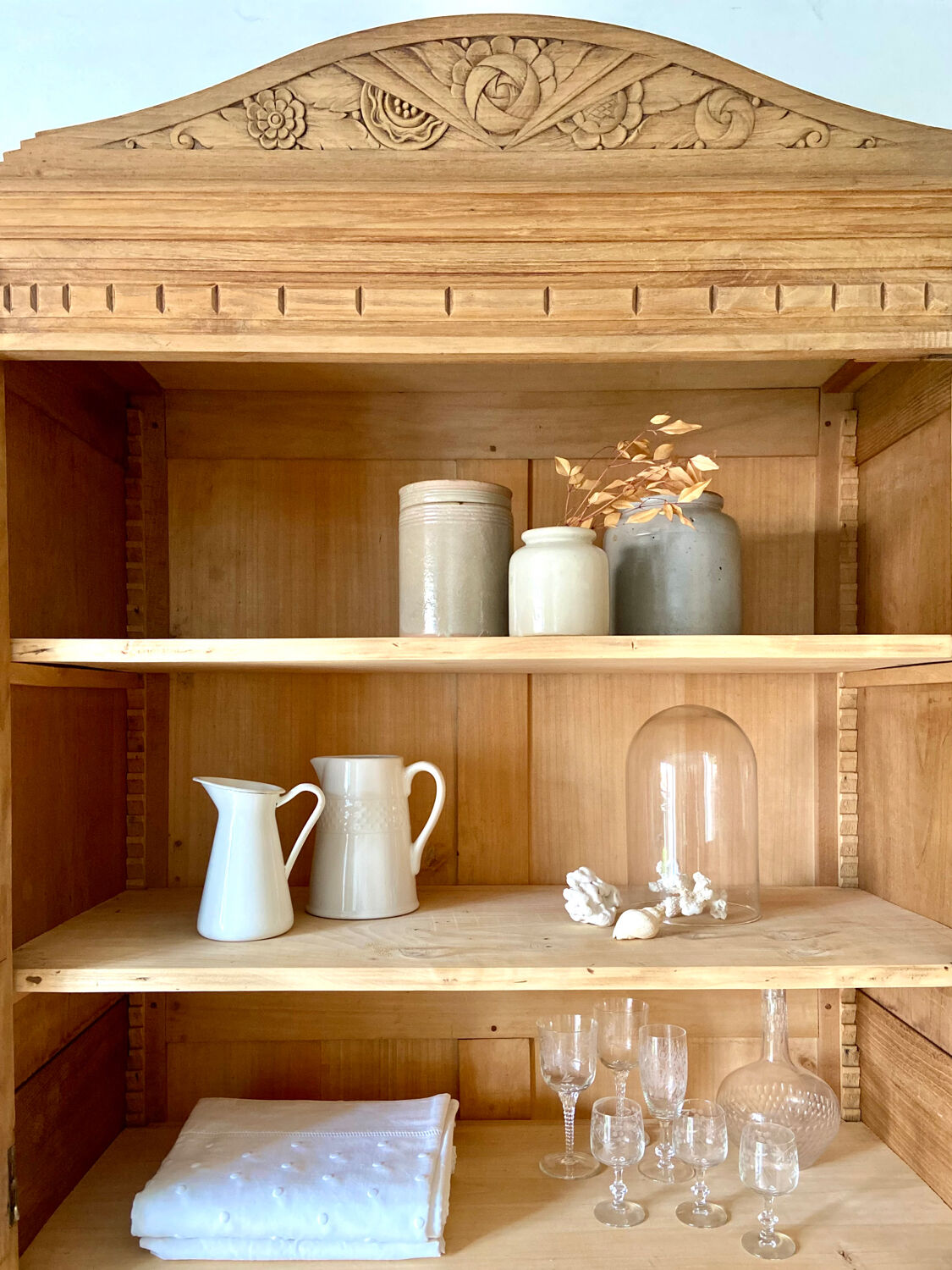 Parisian art deco cabinet 1930 in raw wood