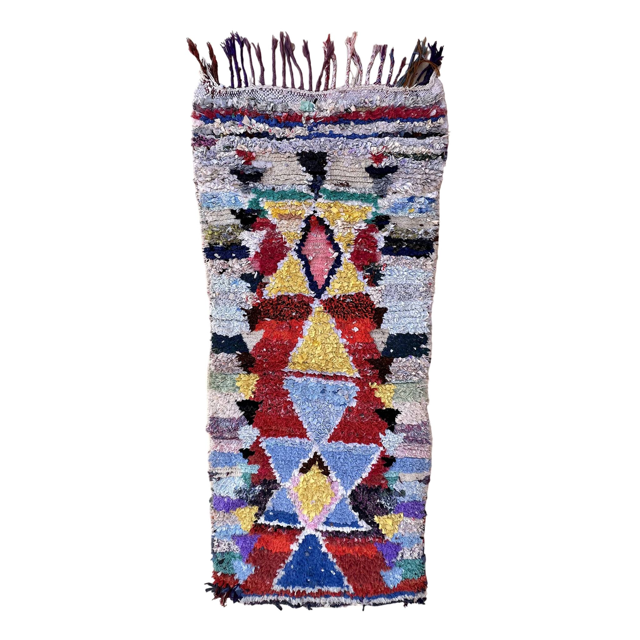 Tapis Berbère Boucherouite coloré - 81 x 190 cm