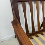 Set of 2 Scandinavian design teak armchairs from the 60s, new blue fabric