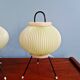 Paire de lampes tripode en celluloïd plissé vert pâle, 1960
