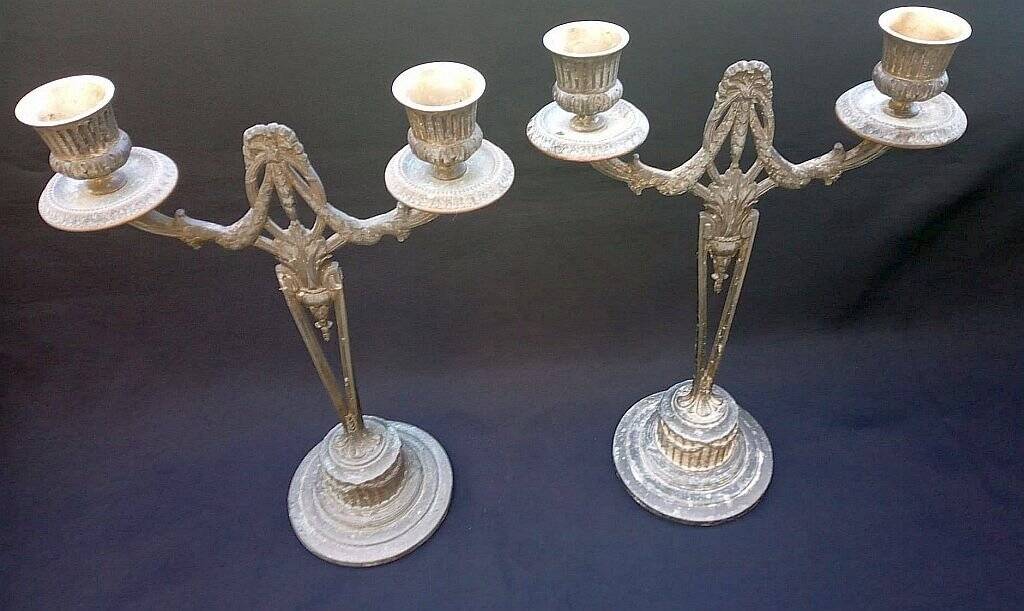 WMF Antique Art Nouveau Candlestick Pair Jugendstil  Germany