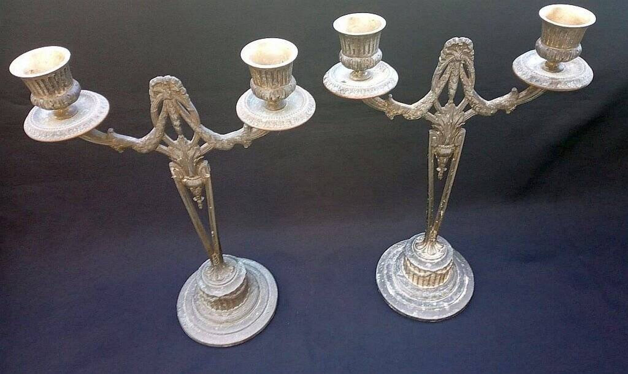 WMF Antique Art Nouveau Candlestick Pair Jugendstil  Germany