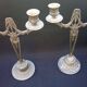 WMF Antique Art Nouveau Candlestick Pair Jugendstil  Germany