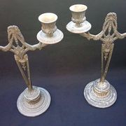 WMF Antique Art Nouveau Candlestick Pair Jugendstil  Germany