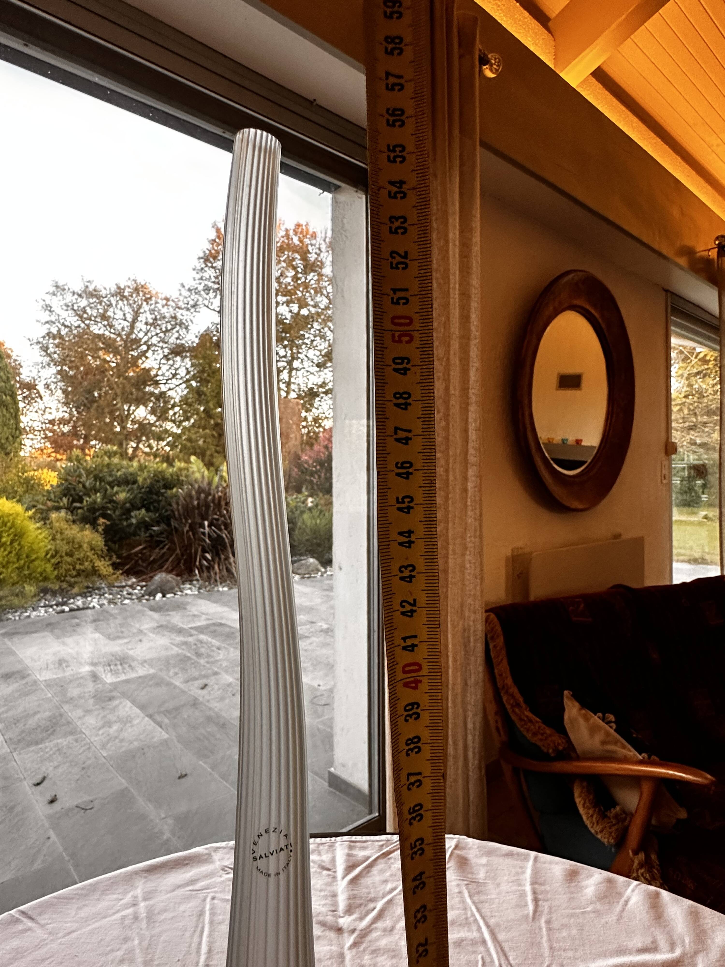 Soliflore vase Aria Piccolo model in blue gray ribbed glass