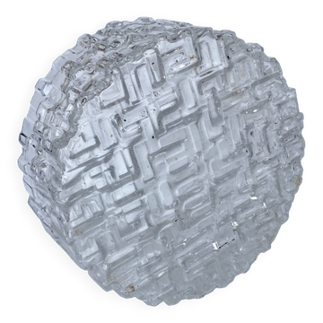 Round ceiling light or wall light in molded glass from the 70s