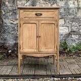 Art nouveau side table in raw wood