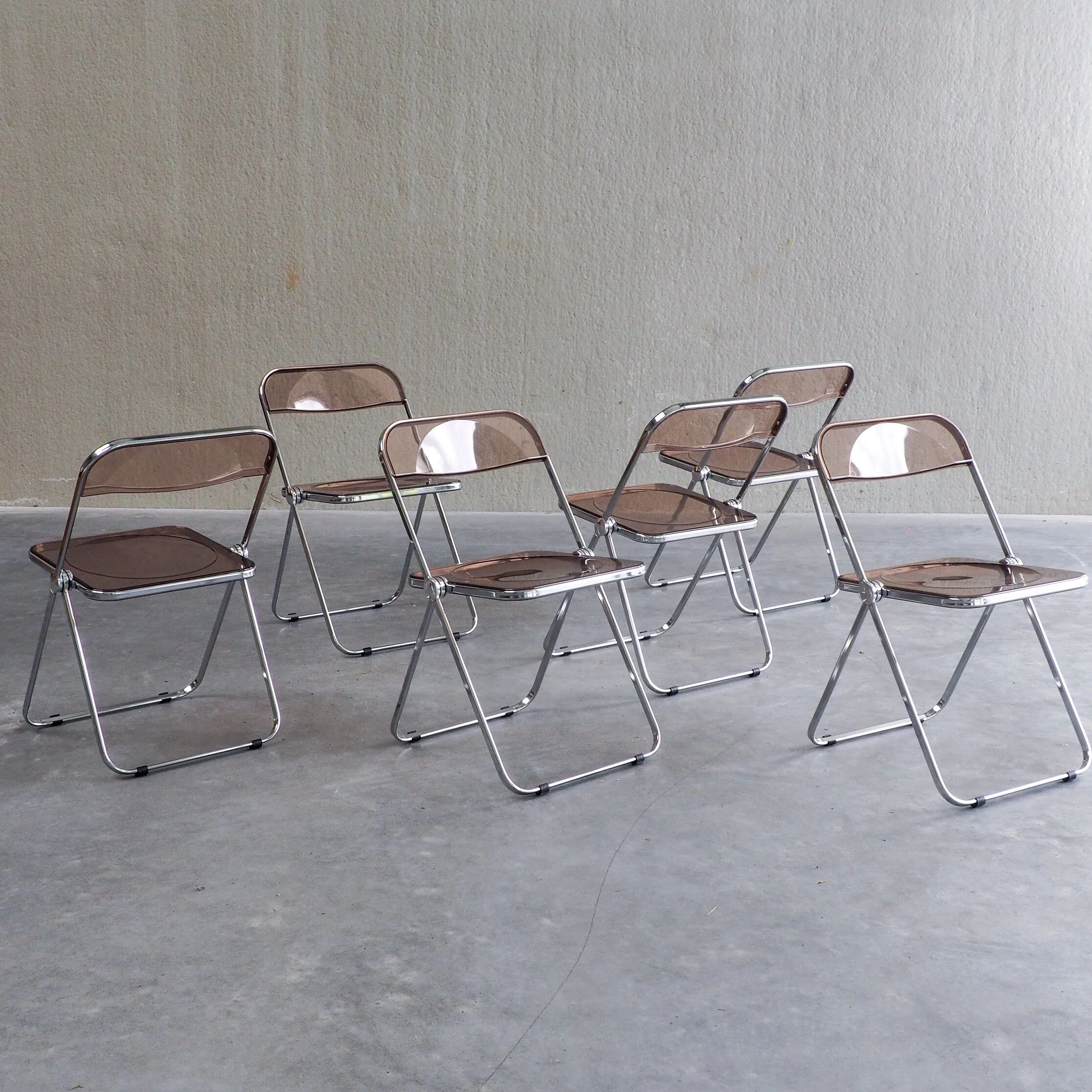 6 Plia folding chairs by Giancarlo Piretti for Anonima Castelli