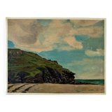 Oil painting on canvas "Beach, rocks and sea" n°48