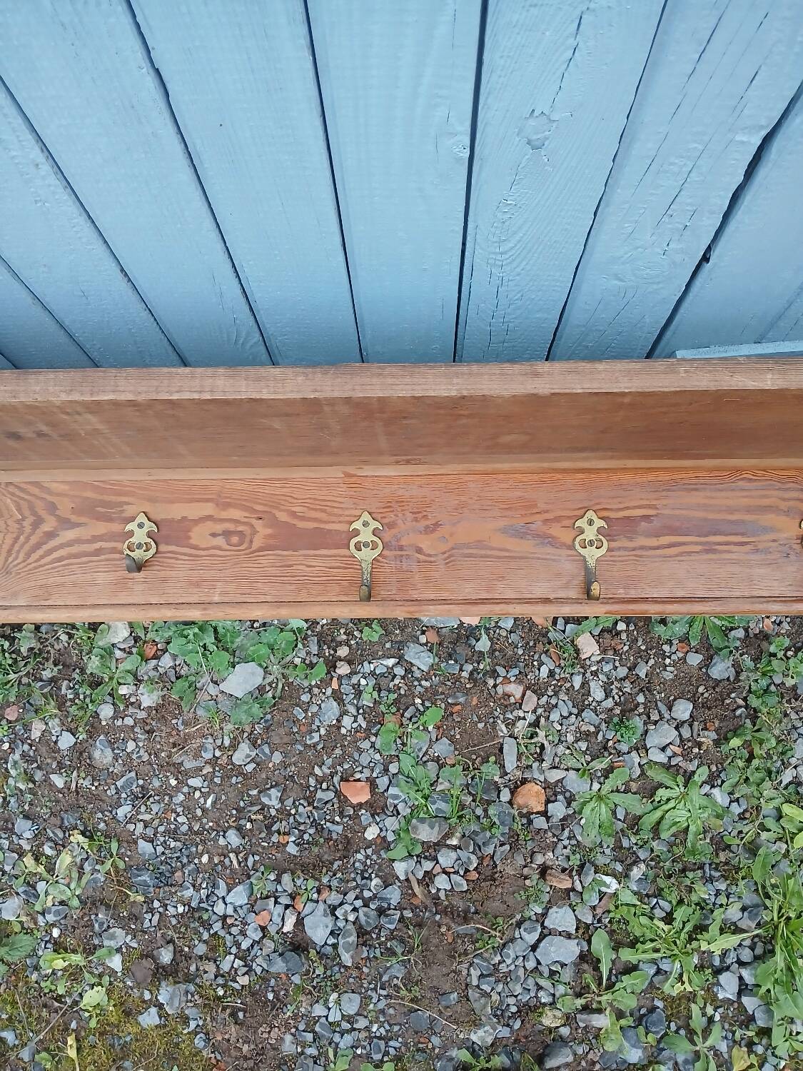 Very large antique wooden shelf/pot rack