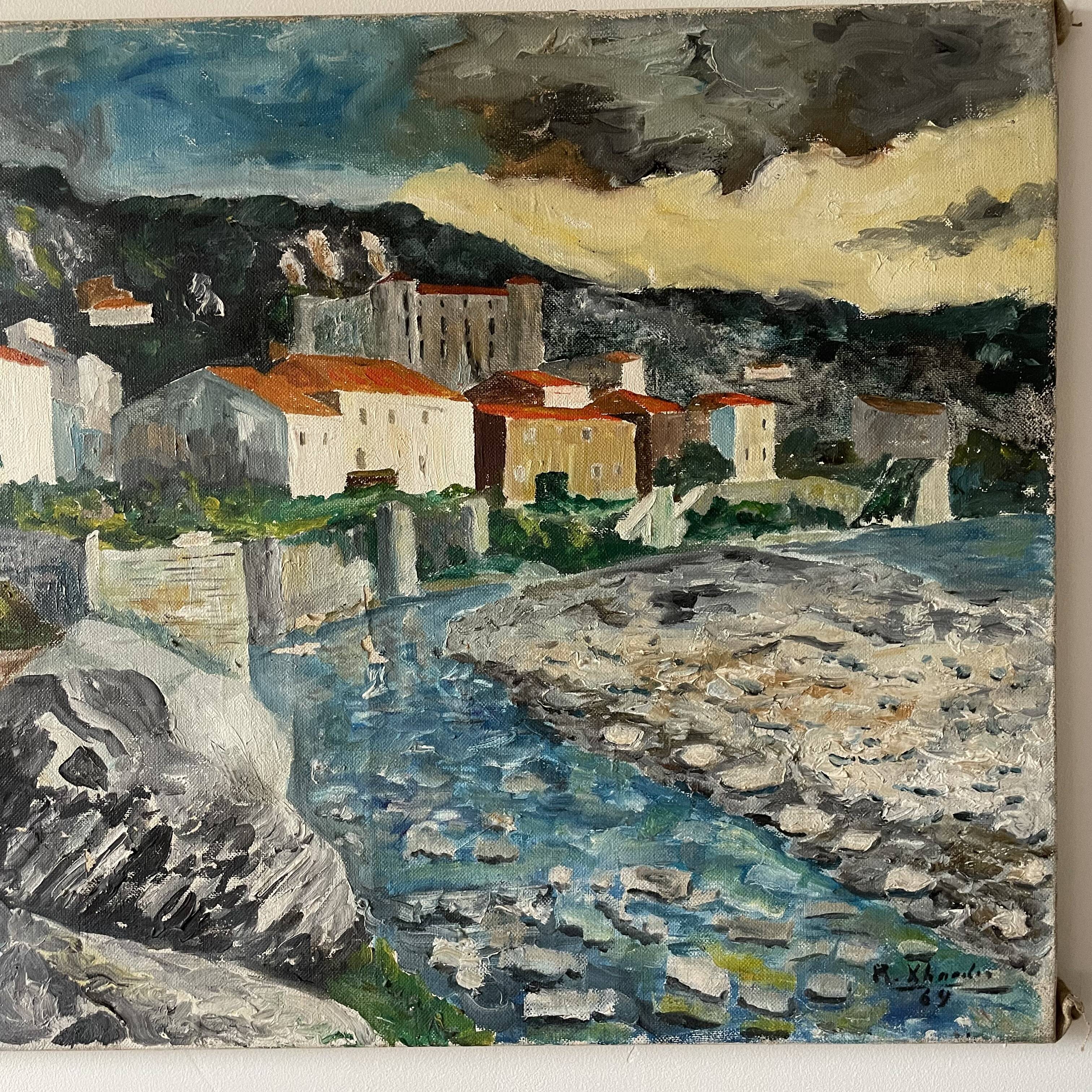 Oil on canvas "View of Corsica" signed and dated 64.