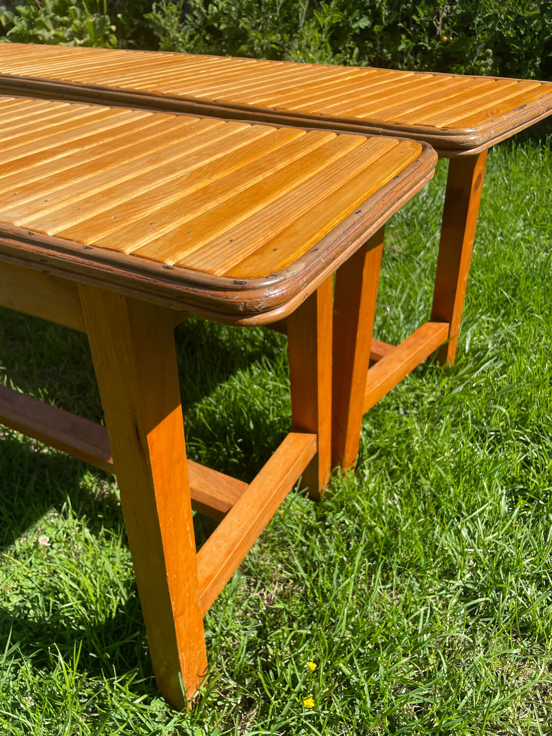 Pair of vintage 1970 pine benches
