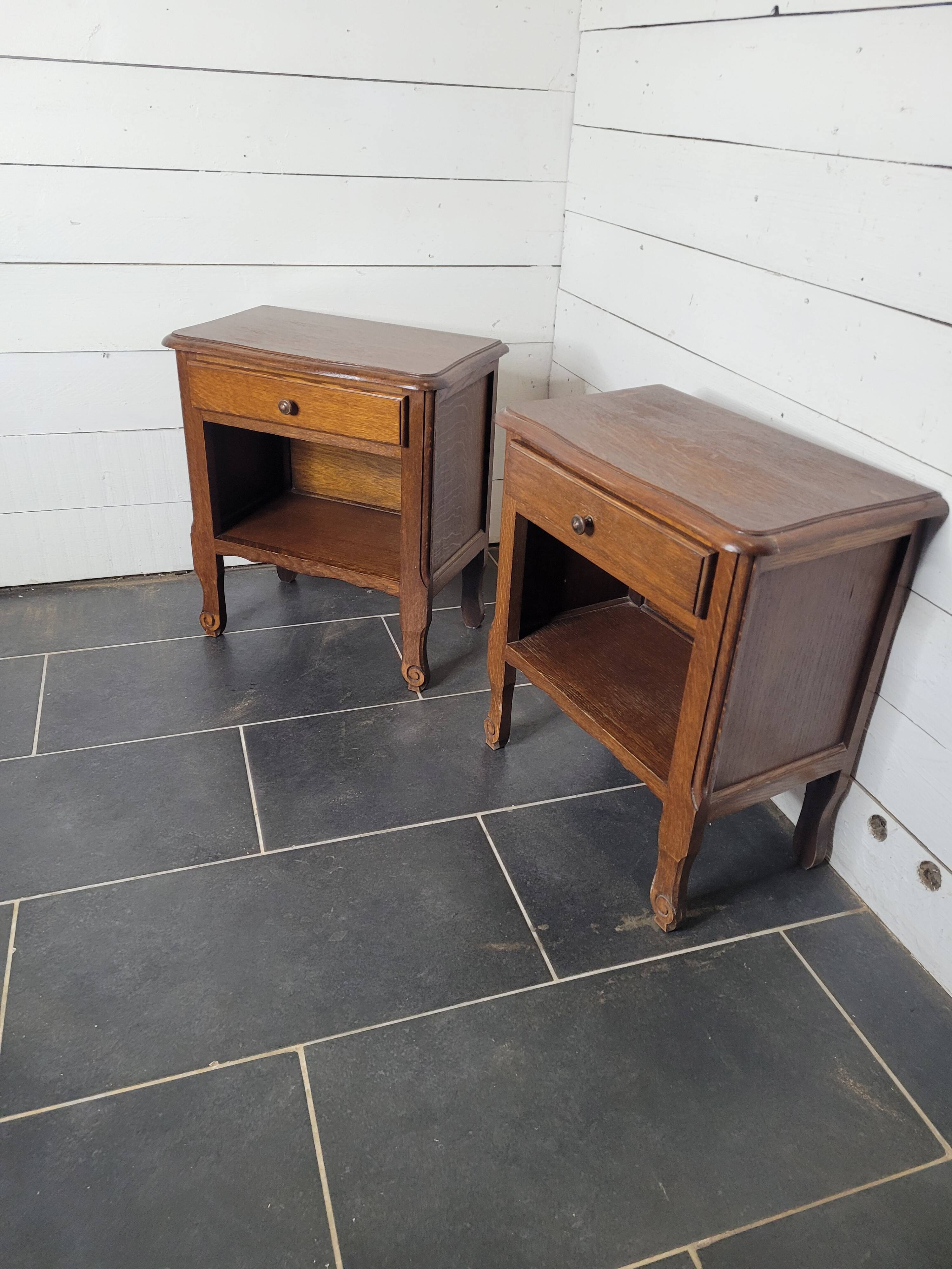Pair of oak bedside tables
