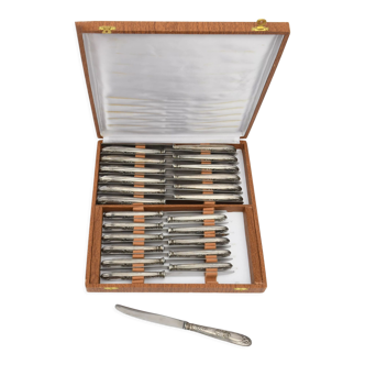 Coffret de 24 couteaux en métal argenté