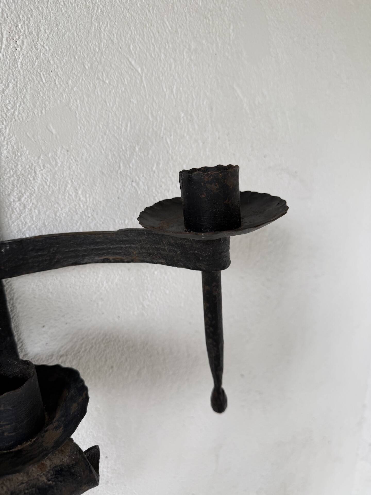 Wrought iron candle holders 1900 brutalist sconces