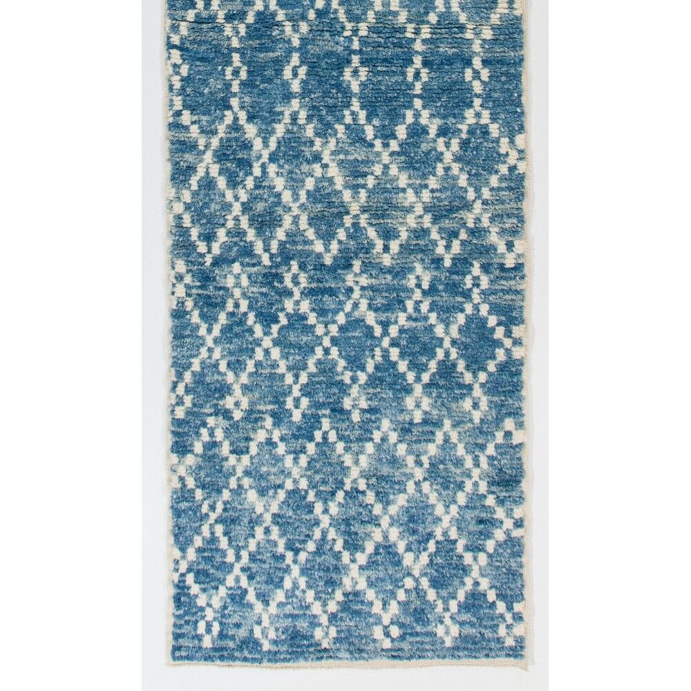 Moroccan Berber Tulu Runner Rug in Light Blue Color. 100 Wool