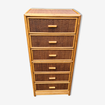 Vintage dresser rattan bamboo