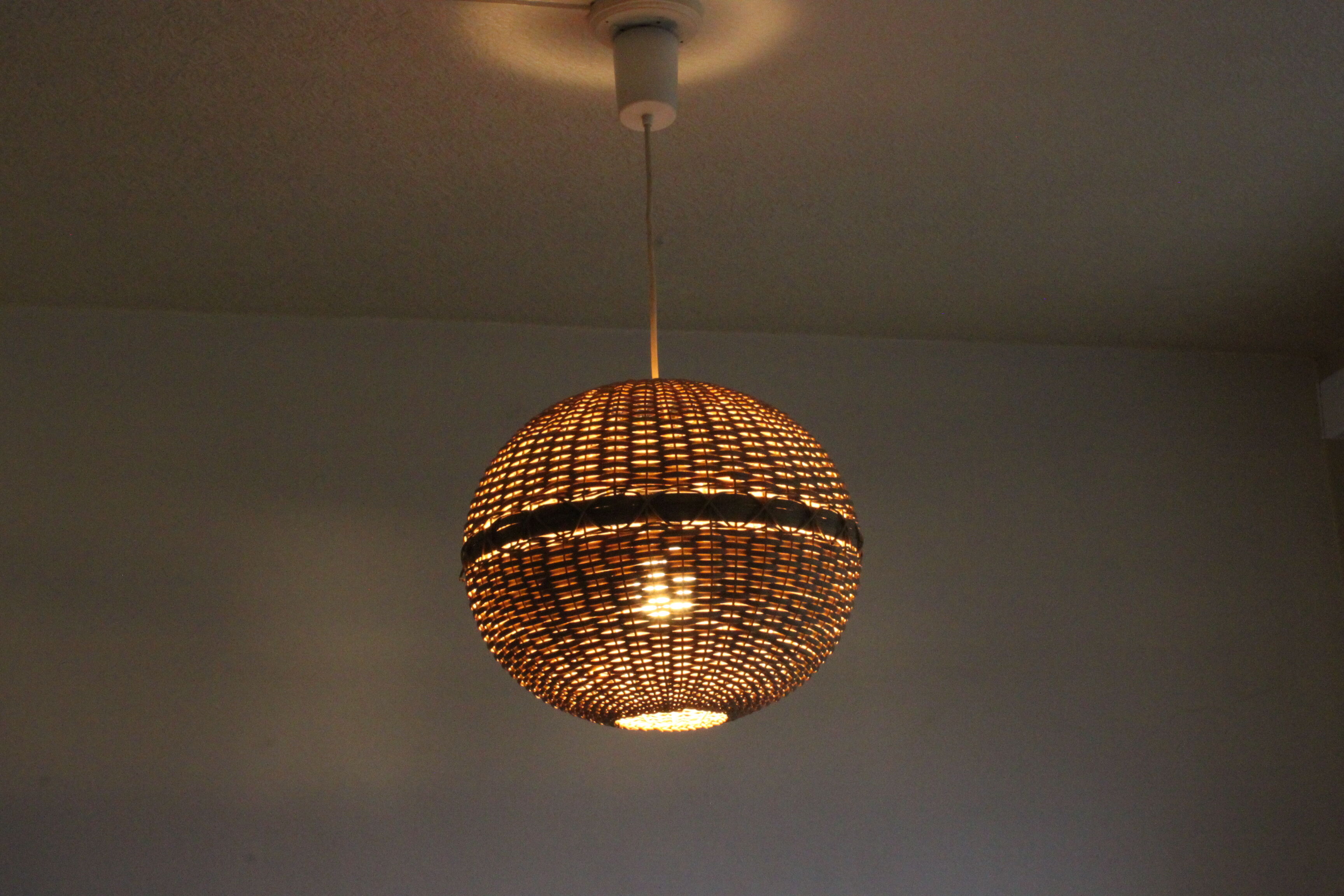 Rattan ball pendant light, 1960s