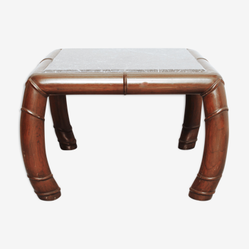 Table en faux bambou et plateau gris marbre