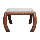 Faux Bamboo And Grey Marble Side Table Hollywood Regency Boho