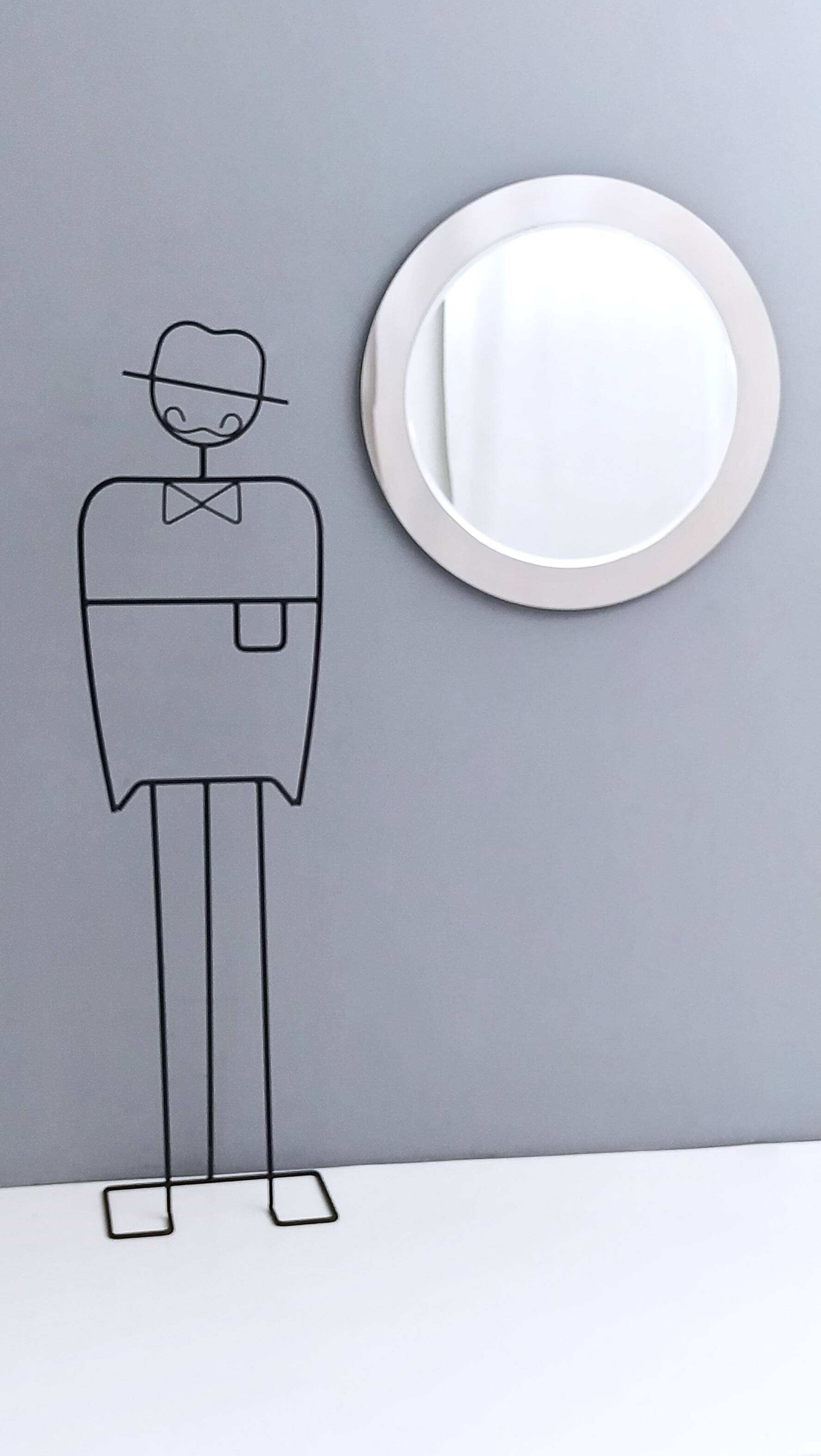 Round Wall Mirror with Mirrored Steel Frame, Italy