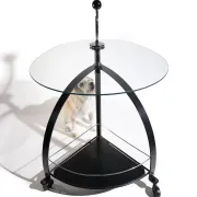 Vintage Bauhaus-style serving trolley with glass top