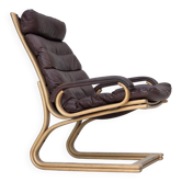 1970s, Danish armchair by Georg Thams, furniture leather, bentwood.
