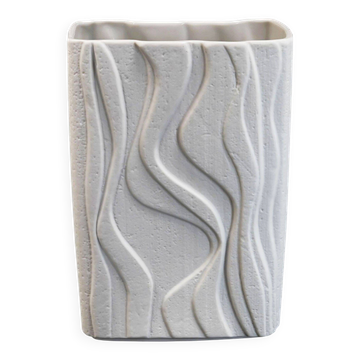 heinrich porcelain VASE model 2086 matte glaze op art wave relief decor 60s