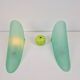 Vintage Triangular Conical Wall Sconces in Green Frosted Glass, 1990s, Set of 2