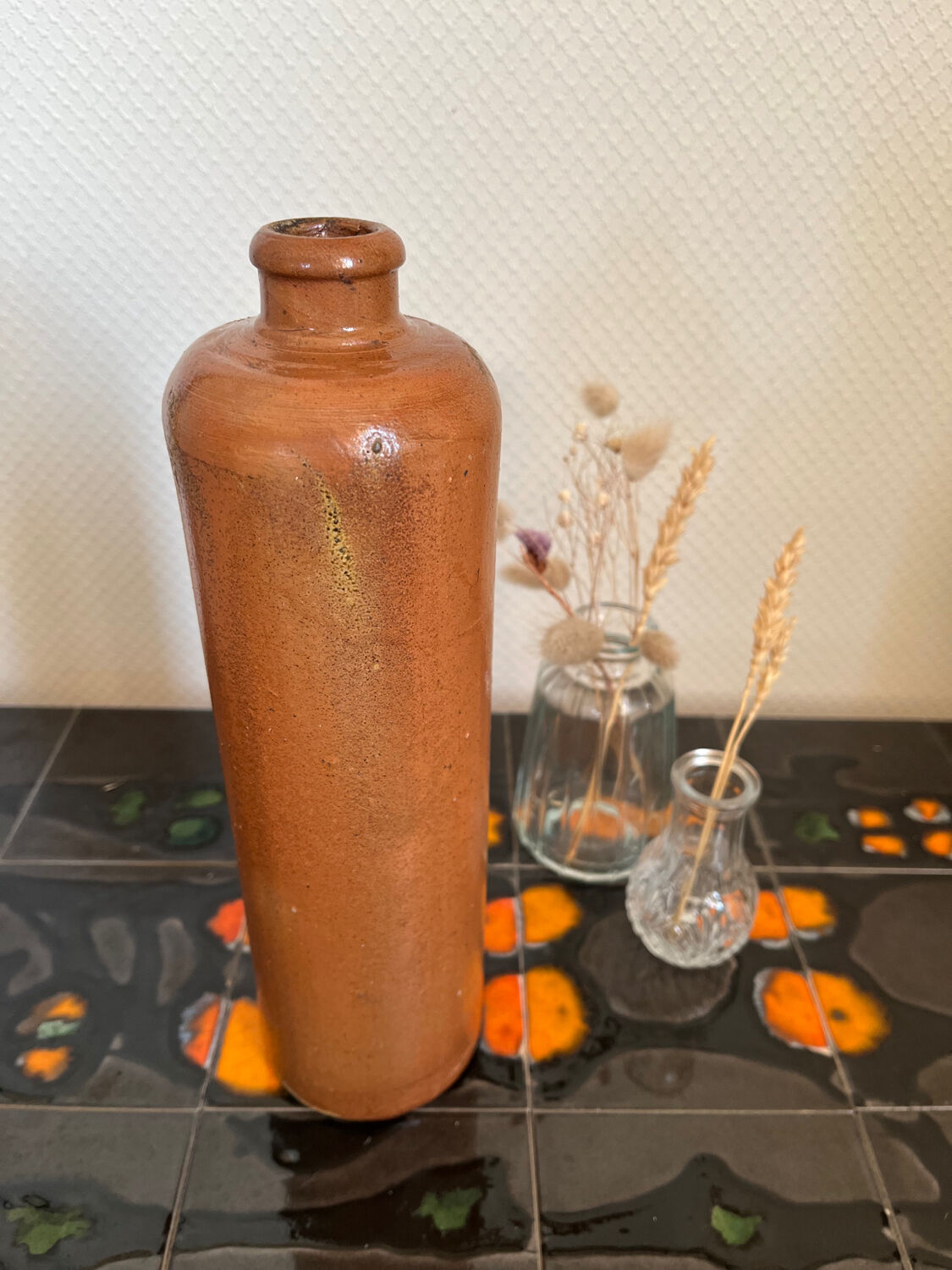 Vintage MKT ocher stoneware bottle