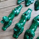 Vintage faience knife holder fish and dogs