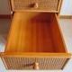 Rare vintage desk Ash and woven rattan - Large top - 6 drawers - Functional desk