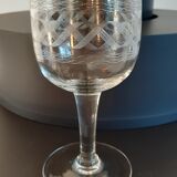 Set of 9 crystal wine glasses engraved early twentieth century