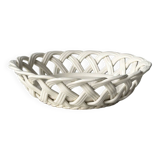Woven white ceramic basket