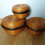 3 nesting baskets boxes in rattan or bamboo