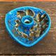 Vintage blue fat lava ceramic cyclops candle holder charles cart