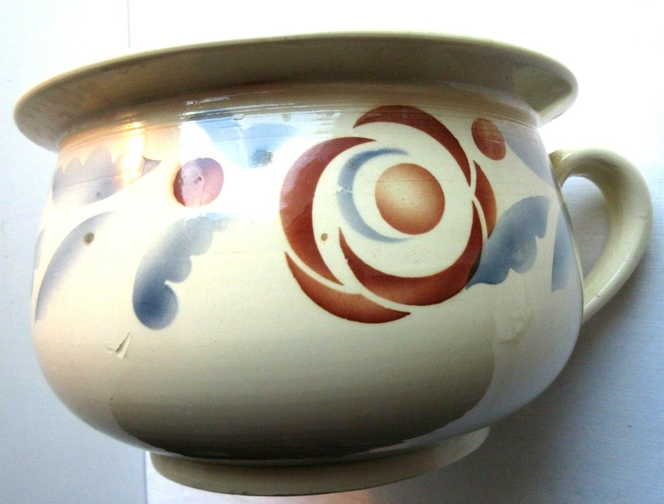 Pot art déco Digoin Sarreguemines, fleurs et feuilles stylisées