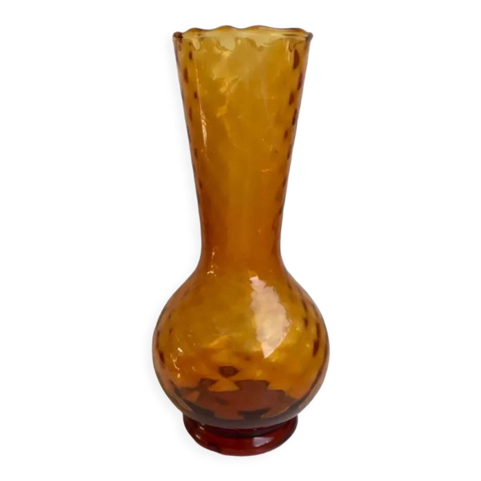 Vase en verre ambré années 70