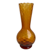 Amber glass vase 70s