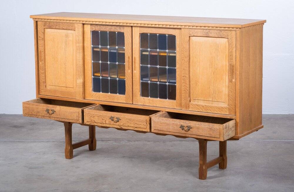 Brutalist Oak Sideboard attributed to Henning Kjærnulf, Denmark, 1960s