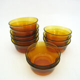 10 amber yellow tempered glass cups - Duralex France - vintage 70s
