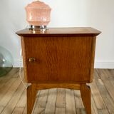 Bedside table in oak and brass 50s